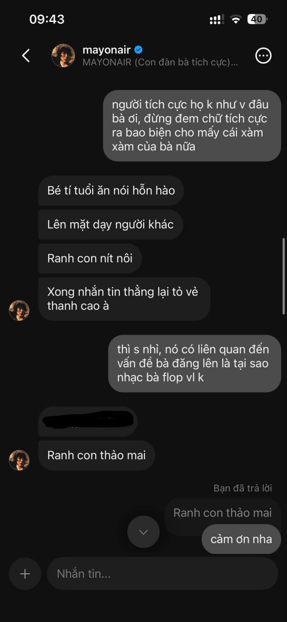 MAYonair nhắn tin