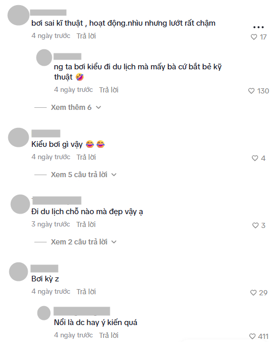 Cư dân mạng tranh cãi chuyện bơi lội của Chu Thanh Huyền (Ảnh chụp màn hình)