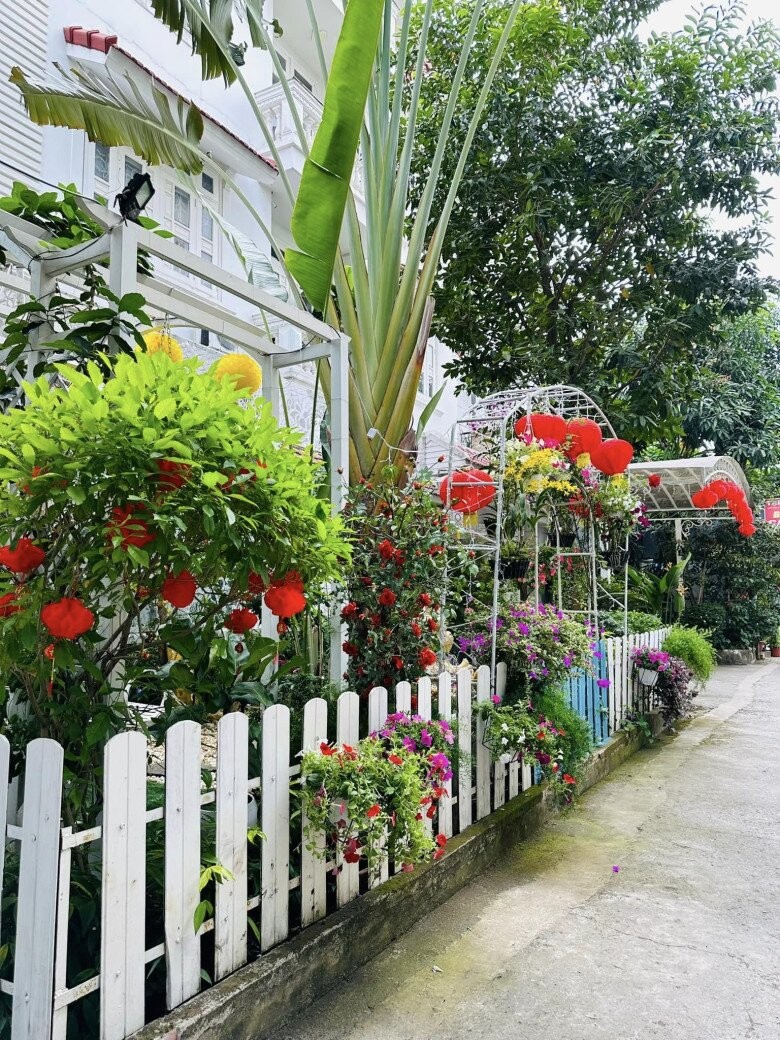 Không gian được chăm chút kỹ lưỡng, phủ sắc màu lung linh của hoa tươi và cây cảnh giúp không gian thêm sinh động