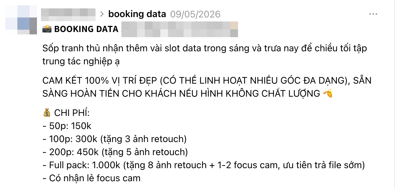 Fanpage J. được nhiều người trong cộng đồng fandom biết đến. Các bài đăng, chi phí và cam kết được đăng tải trên Threads (Ảnh chụp màn hình)