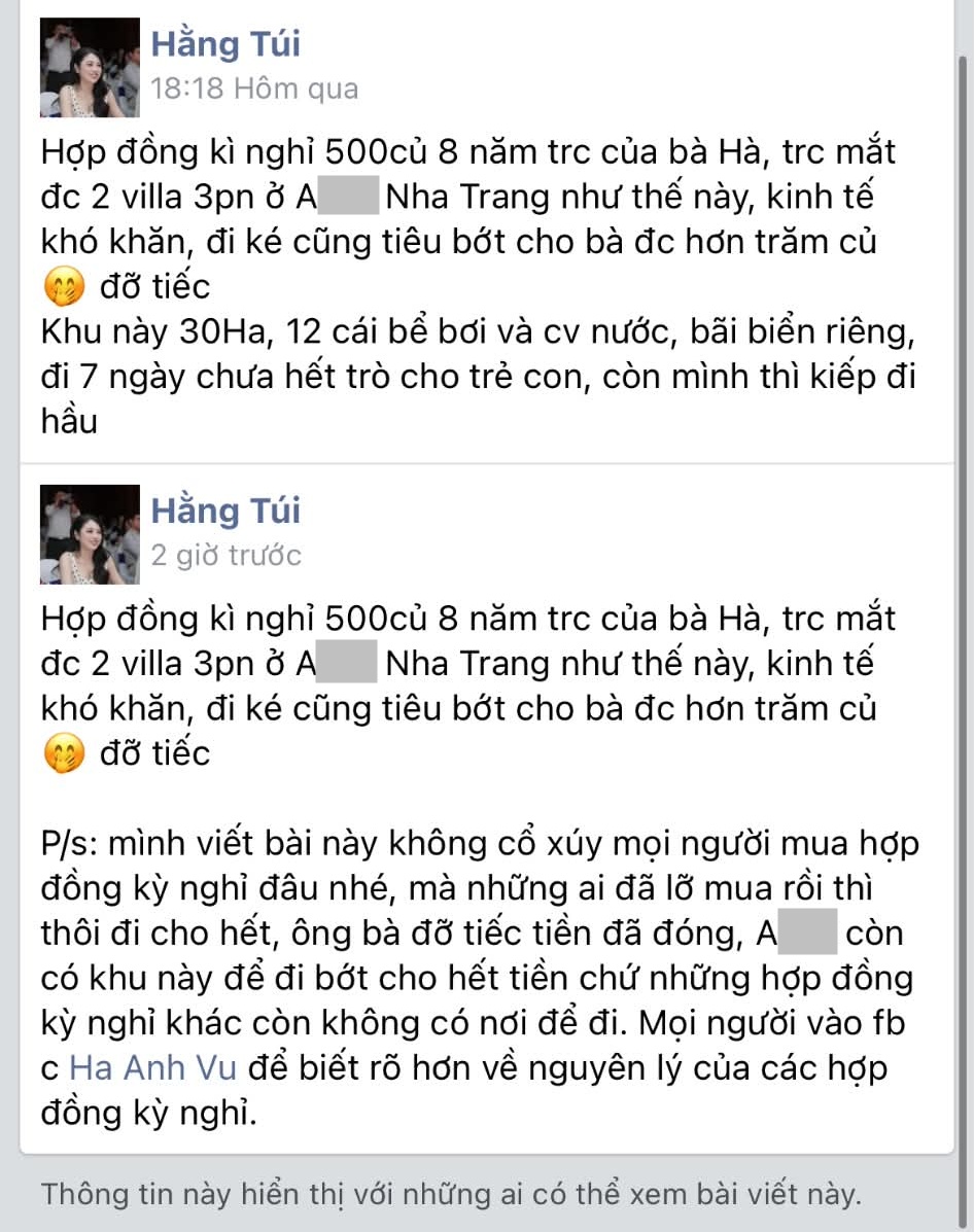 Lịch sử chỉnh sửa status của Hằng Túi