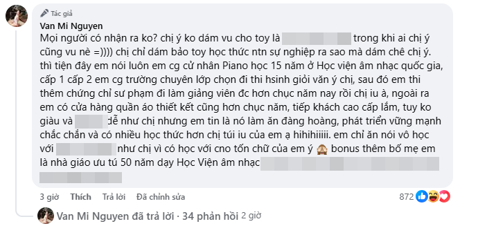 Cô liên tục để lại bình luận khiến dân tình chú ý