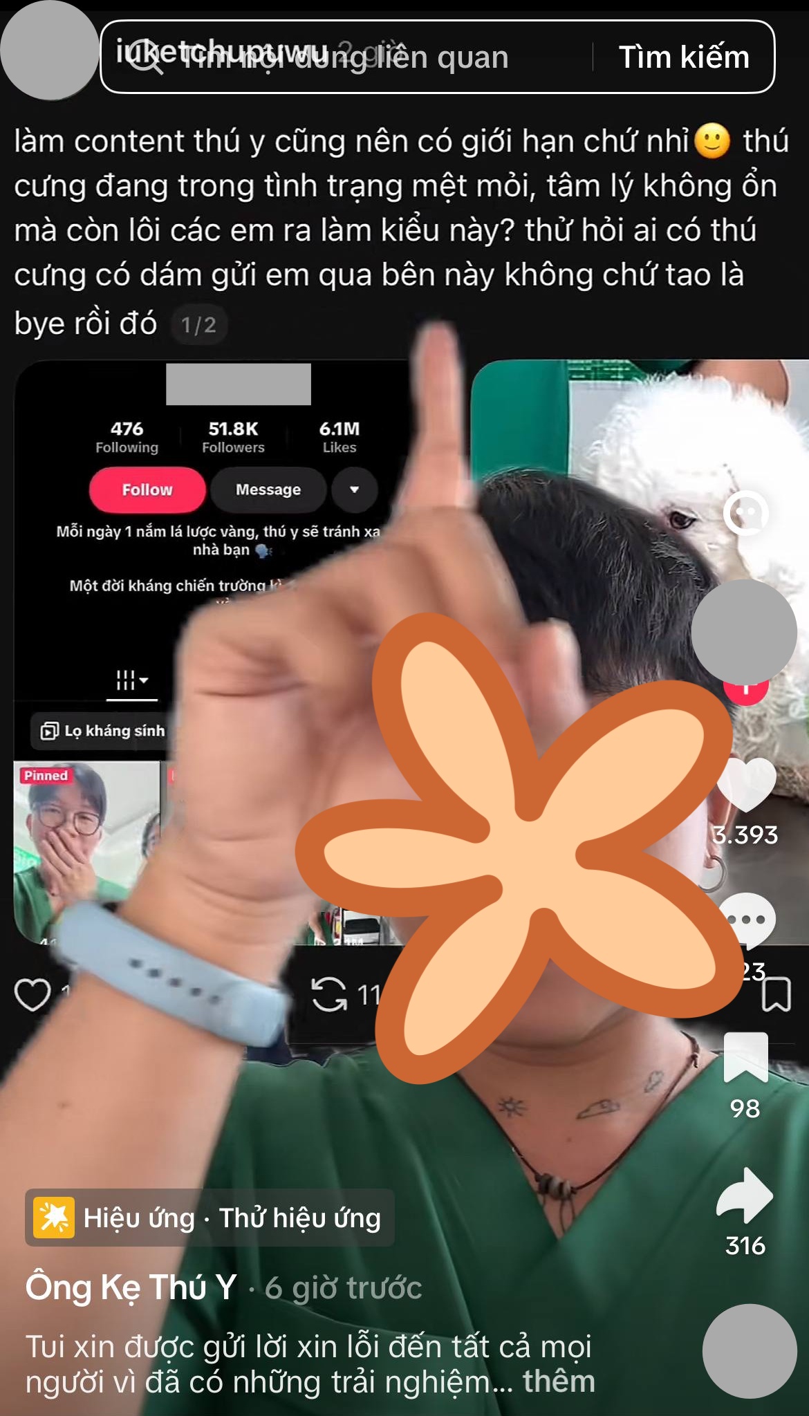 K. đăng clip xin lỗi