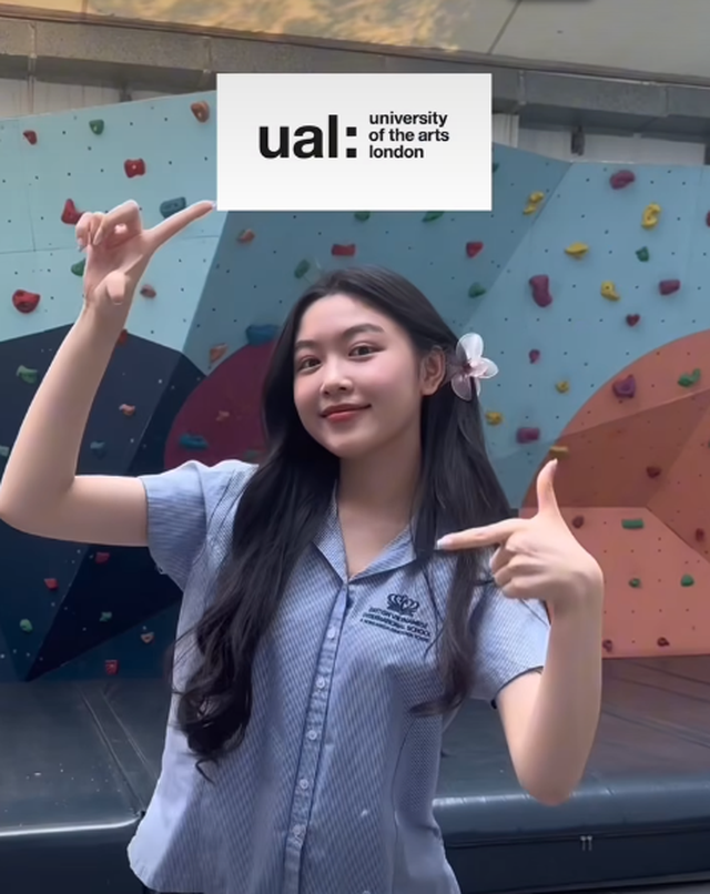 Vào tháng 4/2024, Lọ Lem gây bất ngờ khi chia sẻ tin vui nhận được thư trúng tuyển từ University of the Arts London (UAL). Ảnh: FBNV