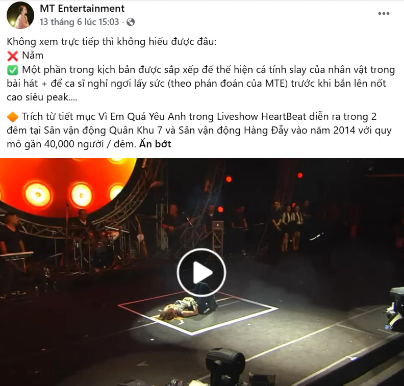 Trang MT Entertainment đăng tải nhiều bài viết về việc nằm hát