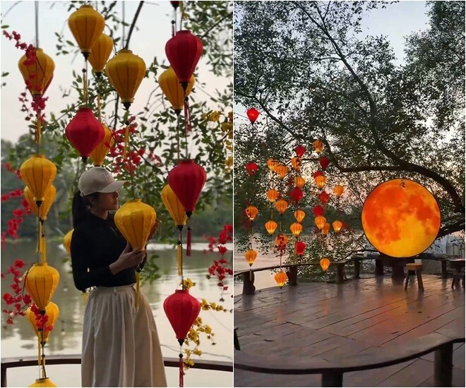 Vào các dịp lễ Tết, Vân Trang thường xuyên dành thời gian để trang trí cho cơ ngơi 50.000m² thêm lung linh, rực rỡ.