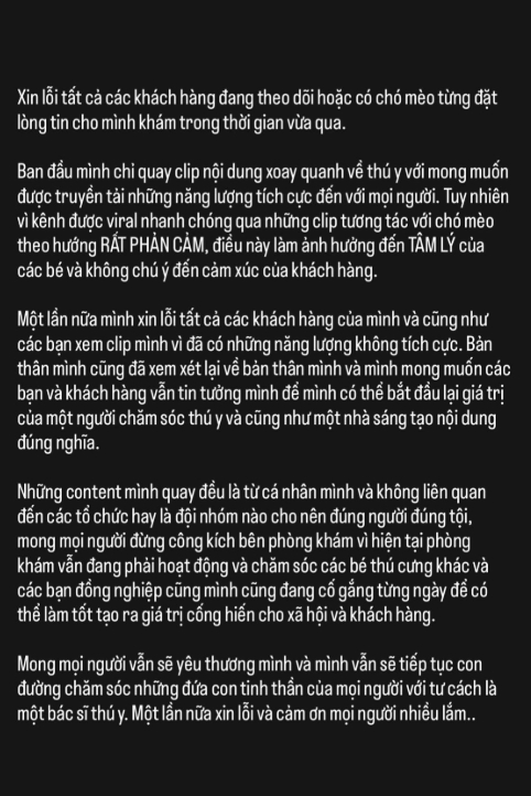 Lời xin lỗi thứ 2 của K. (Ảnh chụp màn hình)