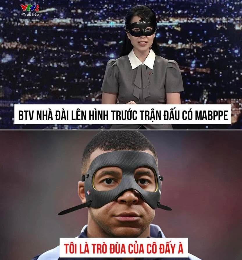 Nhung Anh cũng có những khoảnh khắc viral trên MXH như đeo mặt nạ để cosplay Kylian Mbappé khi lên sóng mùa EURO 2024