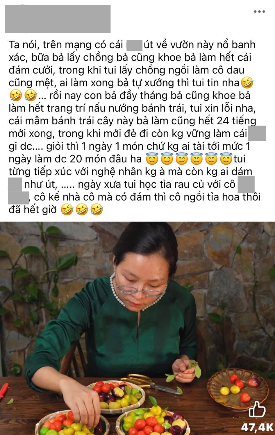 Bài đăng về Út Về Vườn (Ảnh chụp màn hình)