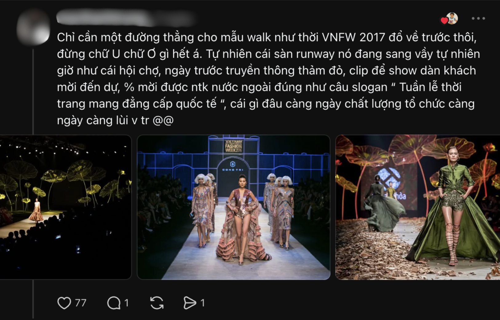 Mỗi năm 1 lần, Tuần lễ thời trang Việt Nam khiến dân tình chán ngán, tìm đỏ mắt chỉ thấy chê nhiều hơn khen