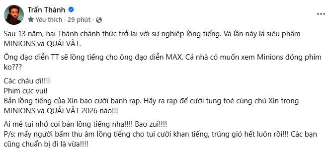 Quyết định của Trấn Thành khiến MXH bùng nổ