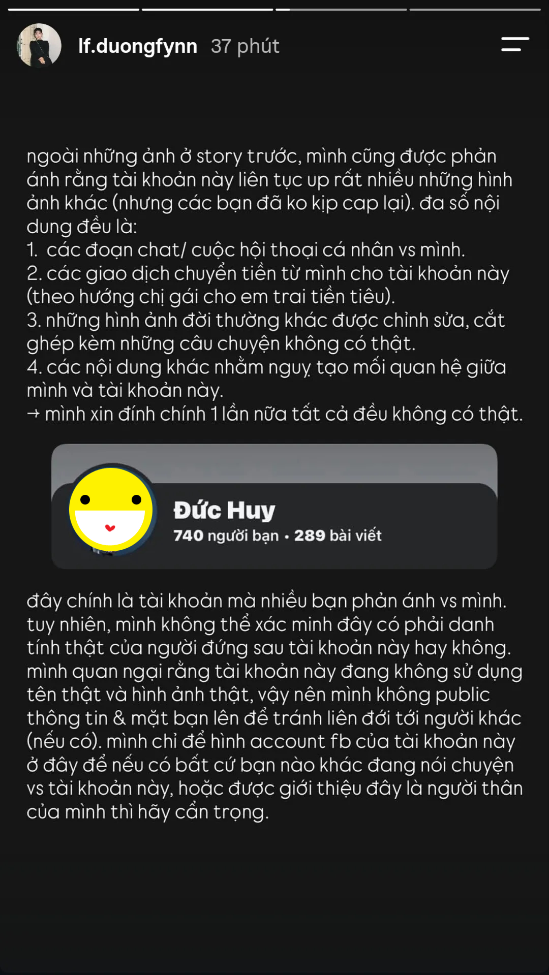 Một trong số các story lên tiếng của Dương Fynn