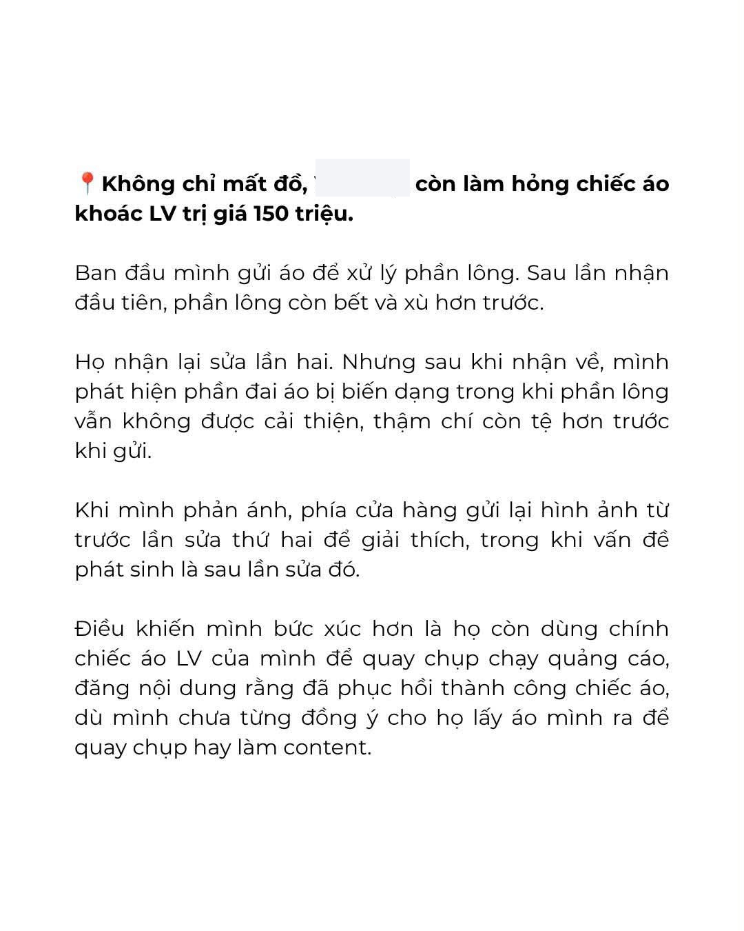 Drama khách tố tiệm giặt Hà Nội làm mất 2 áo hiệu 60 triệu, áo khoác LV 150 triệu cũng gặp sự cố thảm thương