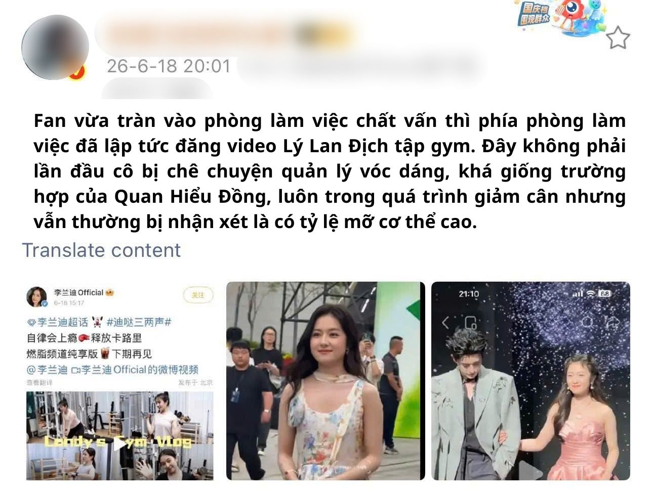 Đối thủ của Triệu Lộ Tư bị fan yêu cầu giảm cân