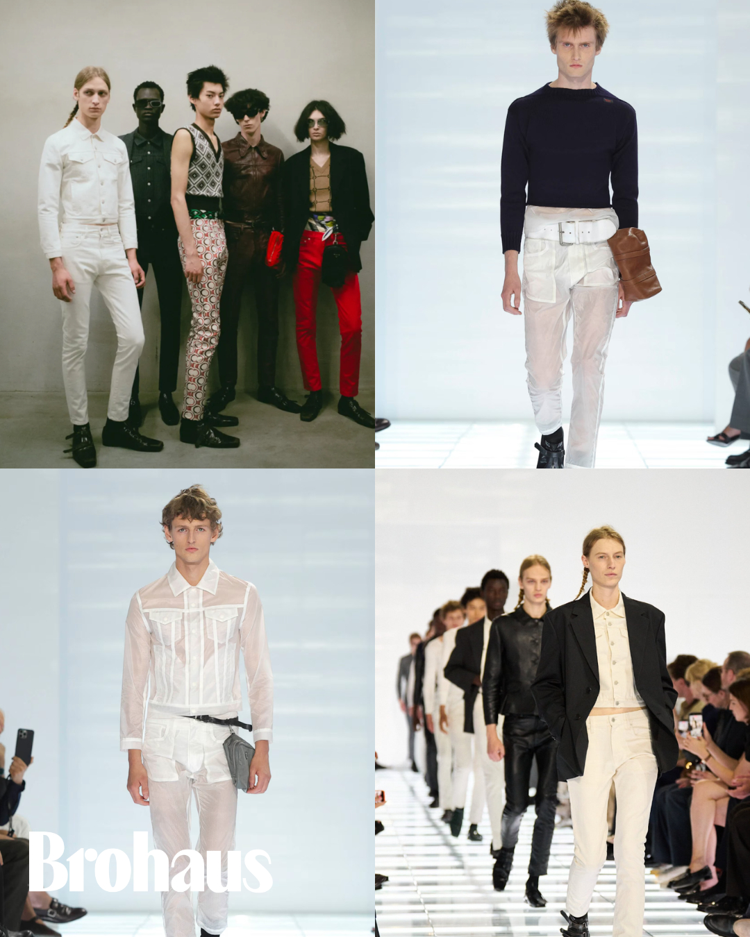 Ngay trong Paris Men Fashion Week vừa diễn ra cách đây vài ngày, Prada cho ra mắt các thiết kế xuyên thấu cùng layout từ nhẹ nhàng, lãng mạn cho đến rock chic nổi loạn cho các model nam.
