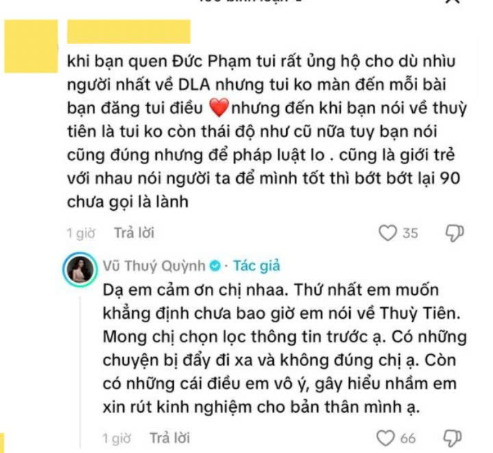    Vũ Thúy Quỳnh mới đây đã chính thức lên tiếng, cho rằng nhiều thông tin đang bị hiểu theo hướng tiêu cực và lan truyền vượt ngoài ý định ban đầu. Ảnh: FBNV  