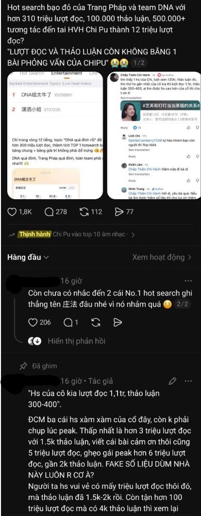 Cả hai bộ phận fan Trang Pháp và Chi Pu đưa ra dẫn chứng về sự nổi tiếng của cả hai