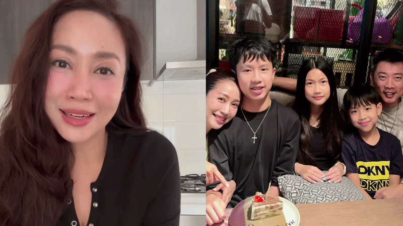   Nữ diễn viên cho biết đưa cả gia đình sang để tận hưởng mùa đông. Nguồn: FBNV  