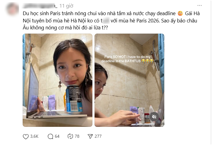Bài đăng chỉ cách tránh nắng trong nhà vệ sinh đang viral. Ảnh chụp màn hình. 