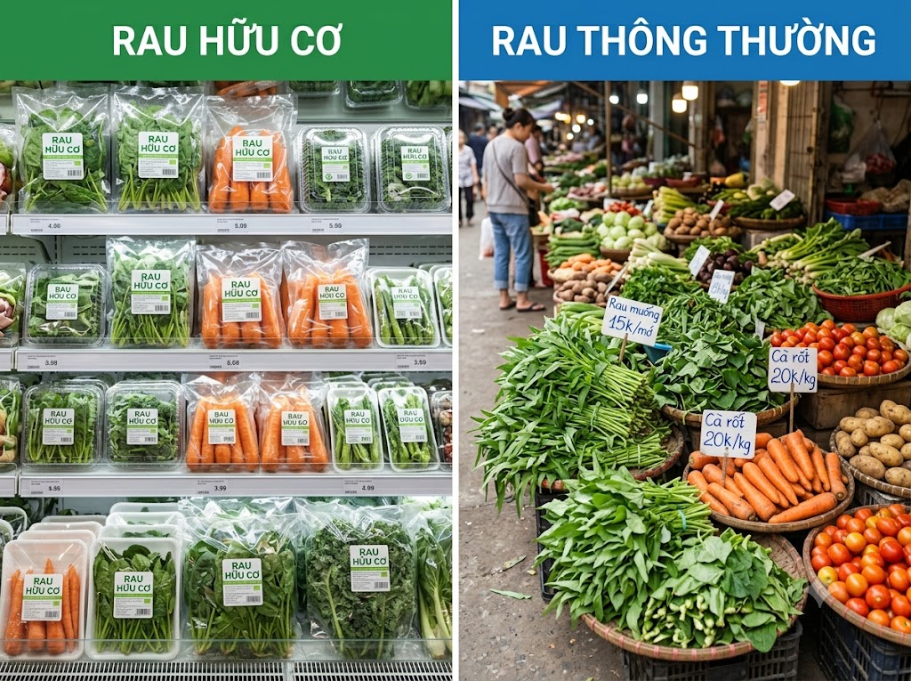 Nên mua rau hữu cơ hay rau thông thường?