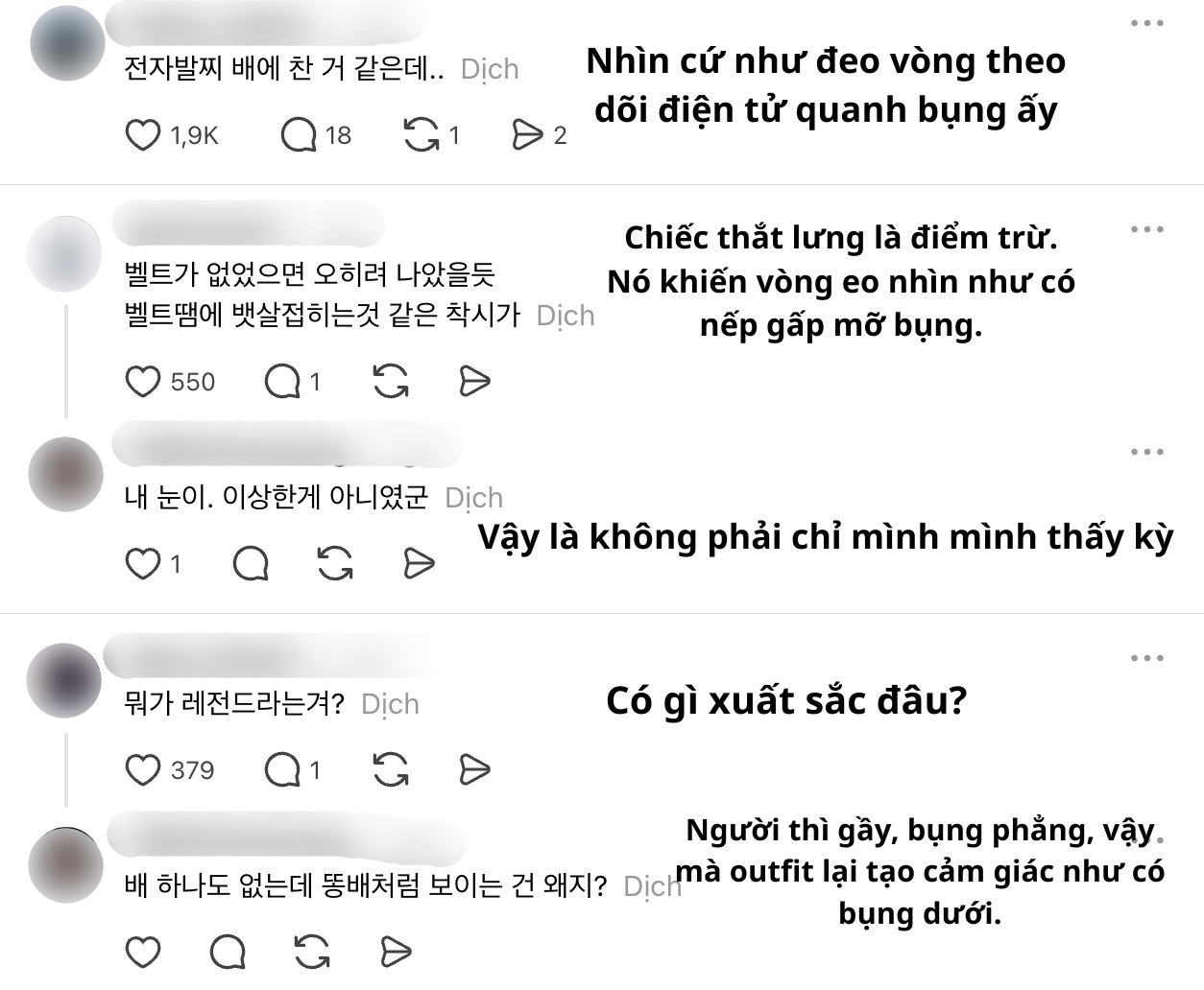 Nhiều commnet chê outfit của Lee Da Hee. (Nguồn: Threads) 