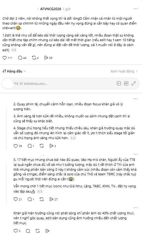 5 tiếng 38 phút đầu tiên của show Chông Gai: Dài dòng và mệt