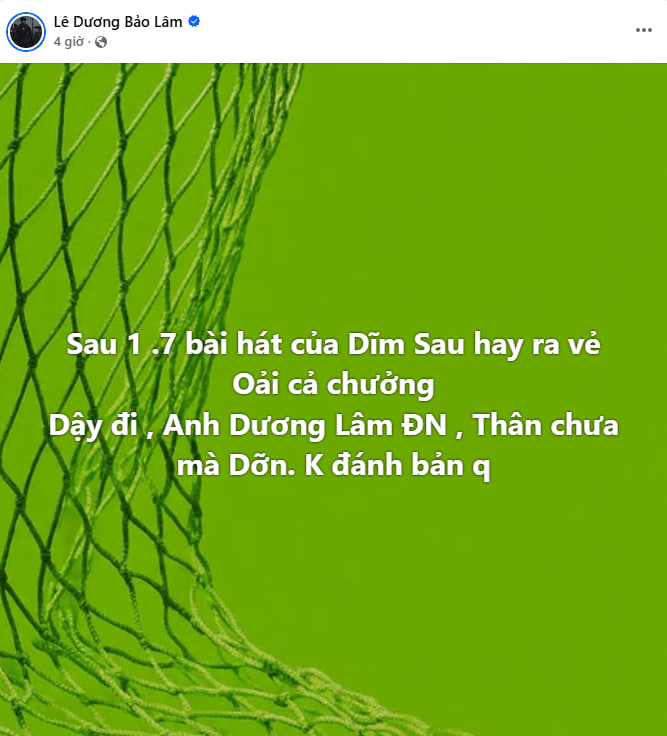 Dòng trạng thái nhận được nhiều sự quan tâm củ Lê Dương Bảo Lâm