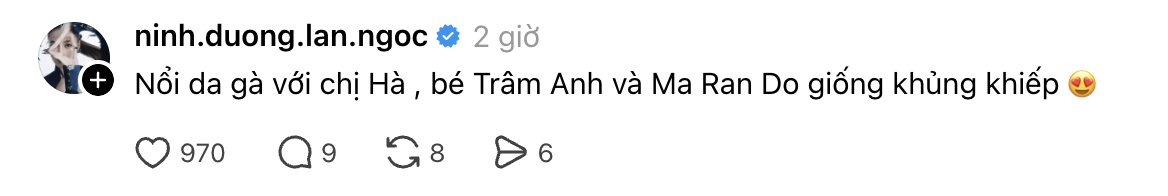 Ninh Dương Lan Ngọc sởn da gà vì Tăng Thanh Hà
