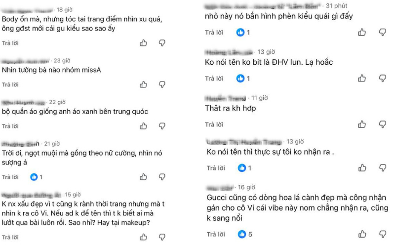 Netizen không nhận ra Điền Hi Vi, nhiều người cũng cho rằng phong cách này không hợp với nữ diễn viên.