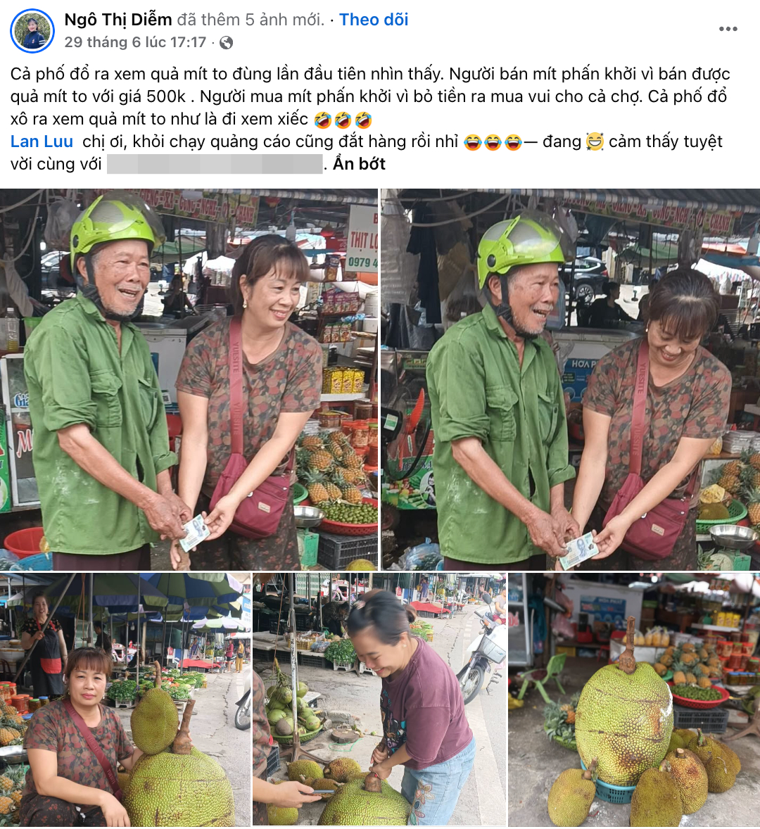 Bài đăng chia sẻ quả mít nặng 53kg thu hút sự chú ý của cộng đồng mạng