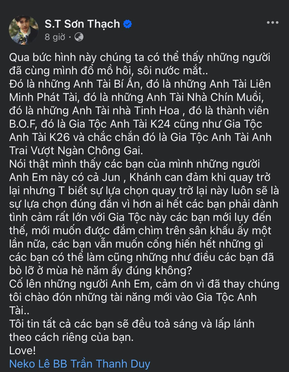 Một số Anh Tài mùa 2024 không tham gia mùa 2 cũng có động thái đáng chú ý giữa lúc tranh cãi leo thang