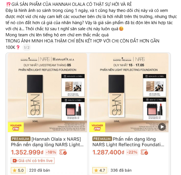 Dân mạng “bắt bài” Hannah Olala: Độn giá trên trời, livestream deal hời mà vẫn đắt hơn mua ngày thường