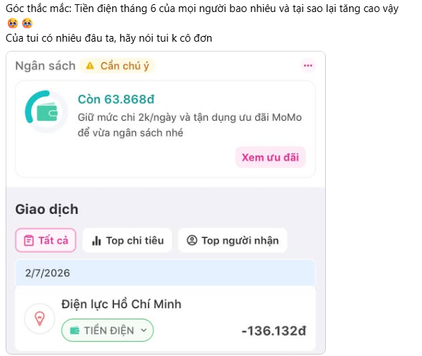 Cú sốc tiền điện tháng 6