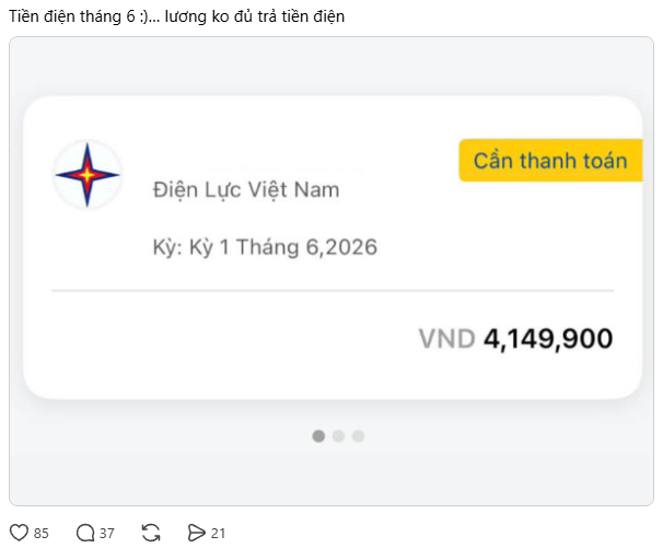 Cú sốc tiền điện tháng 6