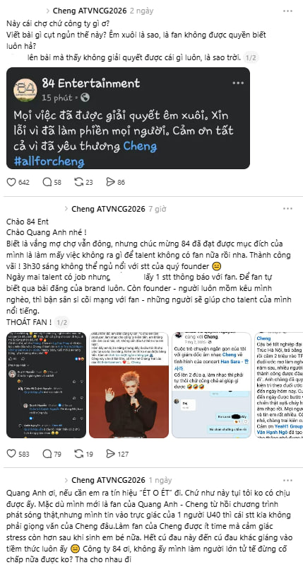 Người hâm mộ bức xúc trước cách quản lý nghệ sĩ từ công ty của Cheng