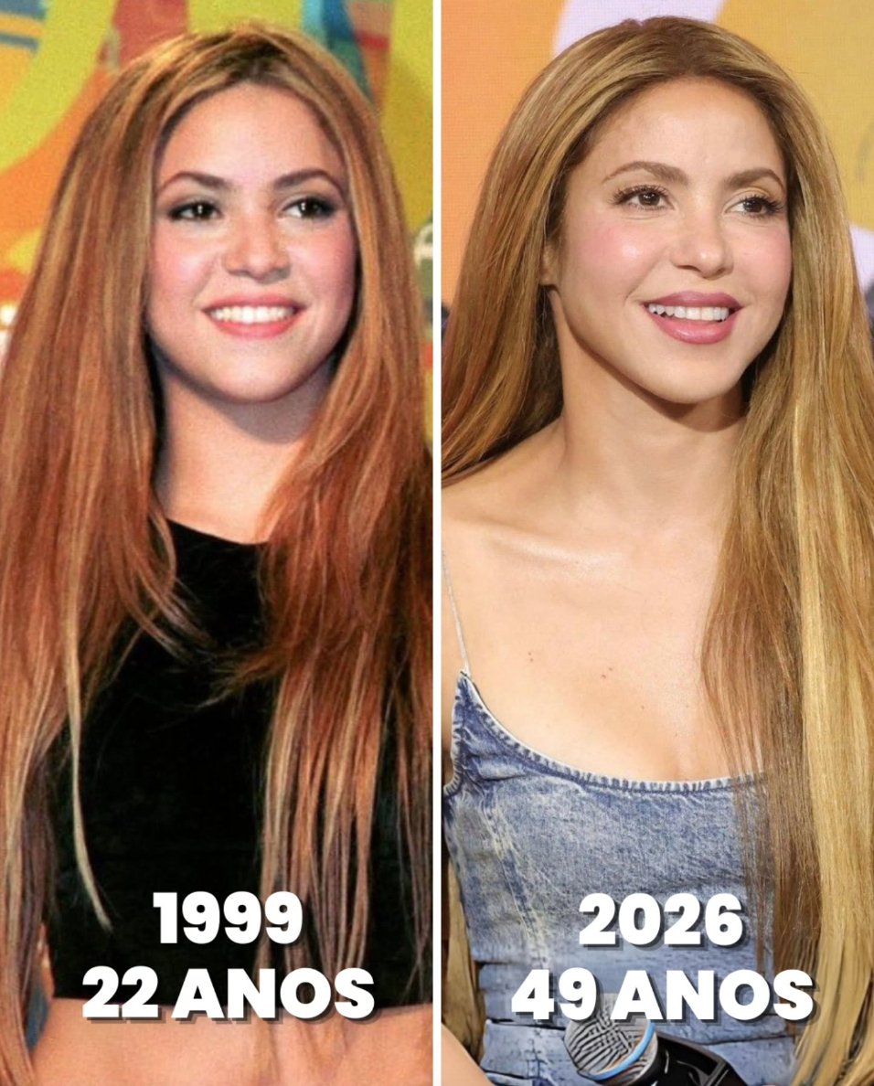  Shakira năm 22 tuổi và năm 49 tuổi.