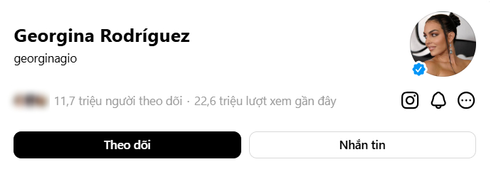 Các tài khoản mạng xã hội của Georgina Rodríguez.