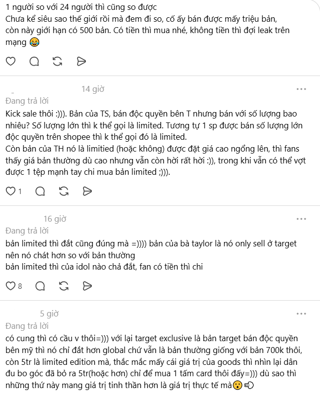 Một bộ phận khán giả cho rằng việc sản phẩm phiên bản giới hạn có giá cao là điều có thể hiểu được