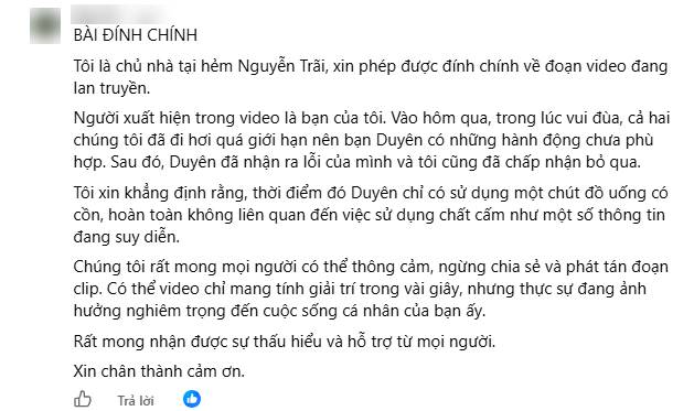 Bài đính chính của người nhận là chủ nhà thu hút sự chú ý (Ảnh chụp màn hình)