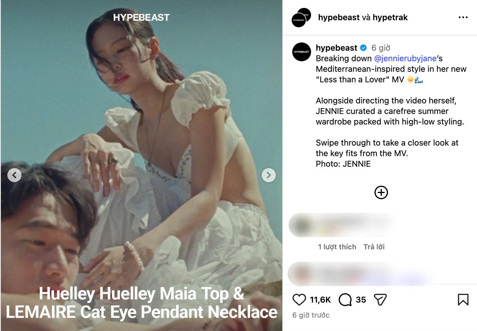 2 thiết kế của local brand Việt còn xuất hiện trong bài viết giới thiệu MV trên Hypebeast - một trong những tạp chí thời trang, văn hóa đường phố có sức ảnh hưởng hàng đầu thế giới. (Nguồn: Instagram)