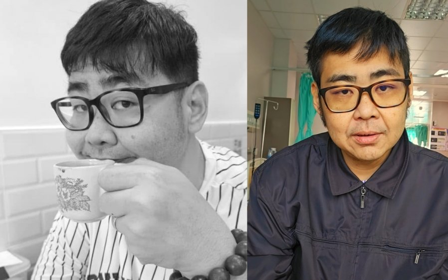 Diện mạo tiều tụy, mệt mỏi của Quan Đống Minh sau khi mắc bệnh nặng. Ảnh: Sinchew