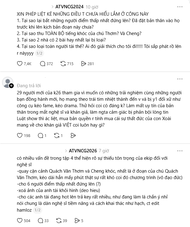 Cả cõi mạng yêu cầu NSX Chông Gai xin lỗi vì “giọt nước mắt của Thơm” và dàn Anh Tài điểm thấp bị nêu tên