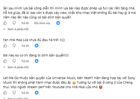 Nhiều ý kiền về việc bản quyền bài hát xuất hiện
