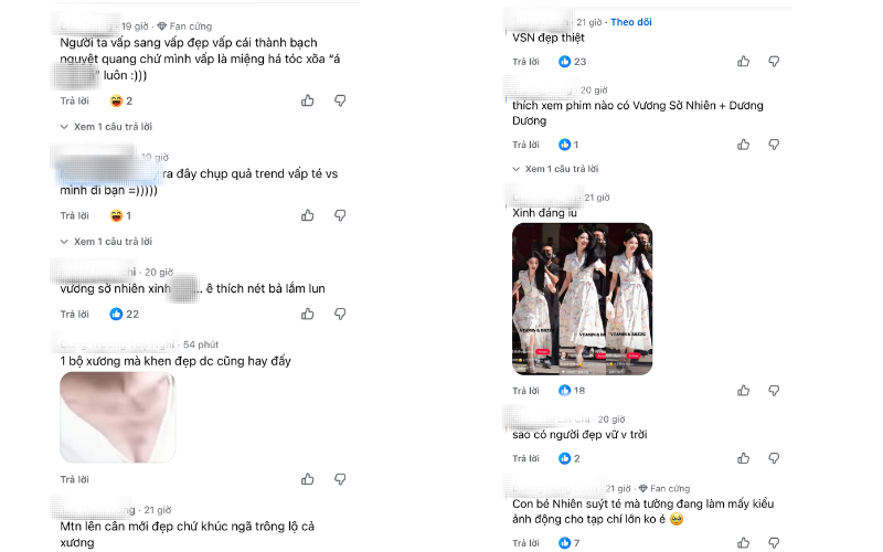 Netizen dành nhiều lời khen cho sắc vóc Vương Sở Nhiên, với Mạnh Tử Nghĩa, nhiều người cho rằng nữ diễn viên nên tăng cân thêm chút để vẻ ngoài rạng rỡ hơn.