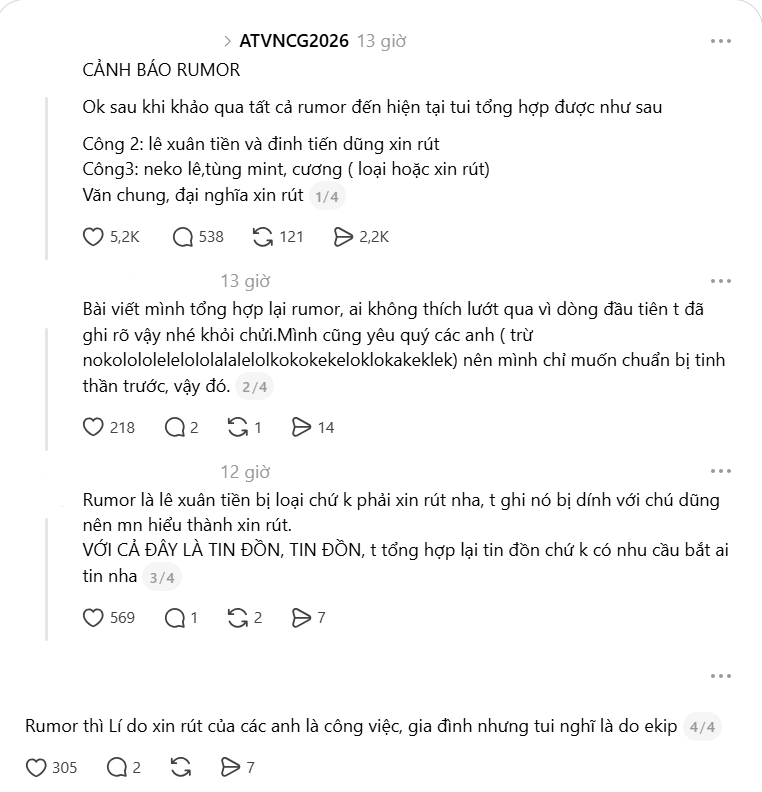 Các tin đồn về kết quả các vòng tiếp theo bất ngờ lan truyền, kéo theo sự quan tâm đặc biệt từ khán giả
