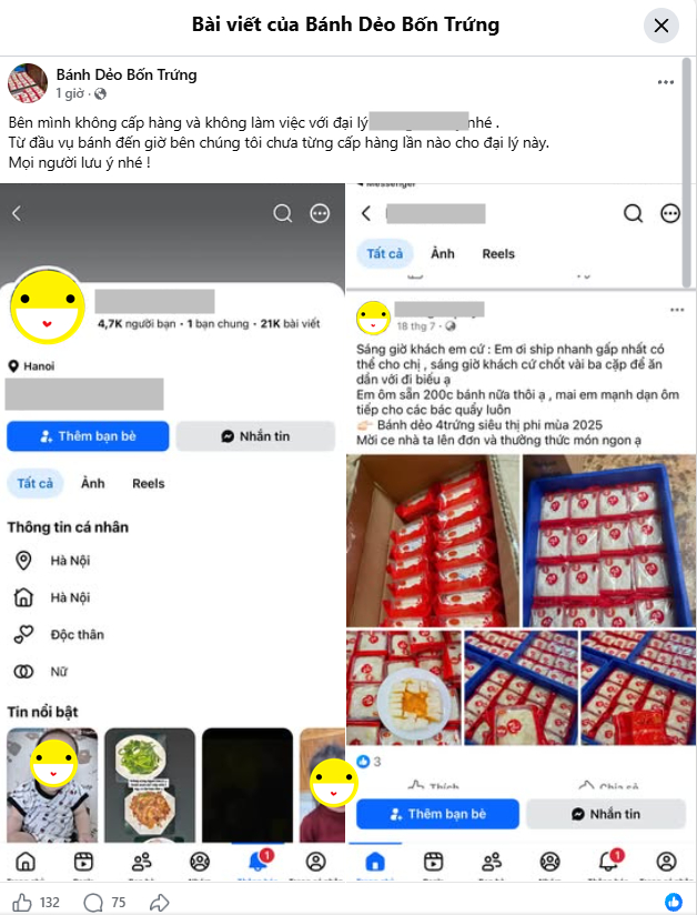 Bài đăng của xưởng bánh (Ảnh chụp màn hình)