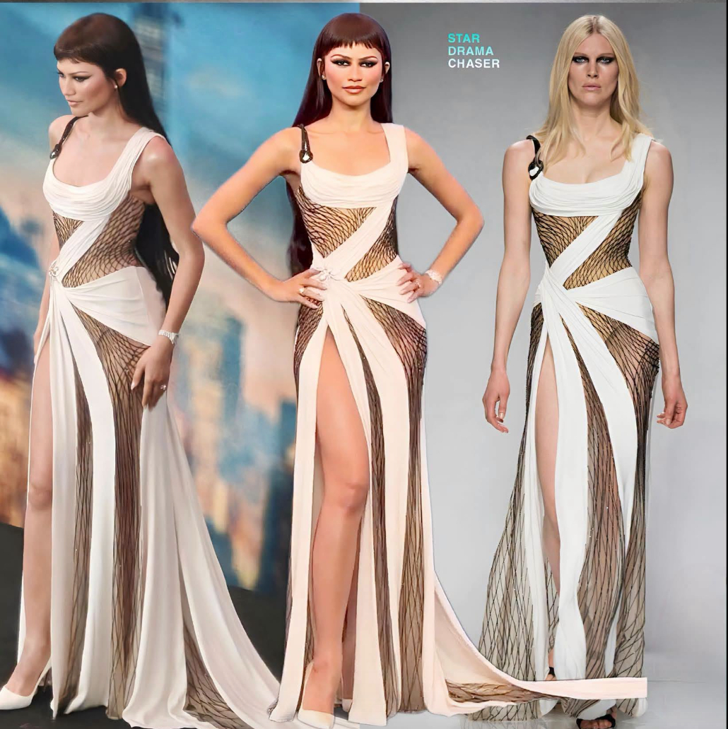 Stylist Law Roach lựa chọn cho Zendaya chiếc váy lưu trữ từ BST Xuân/Hè 2016 của Atelier Versace.