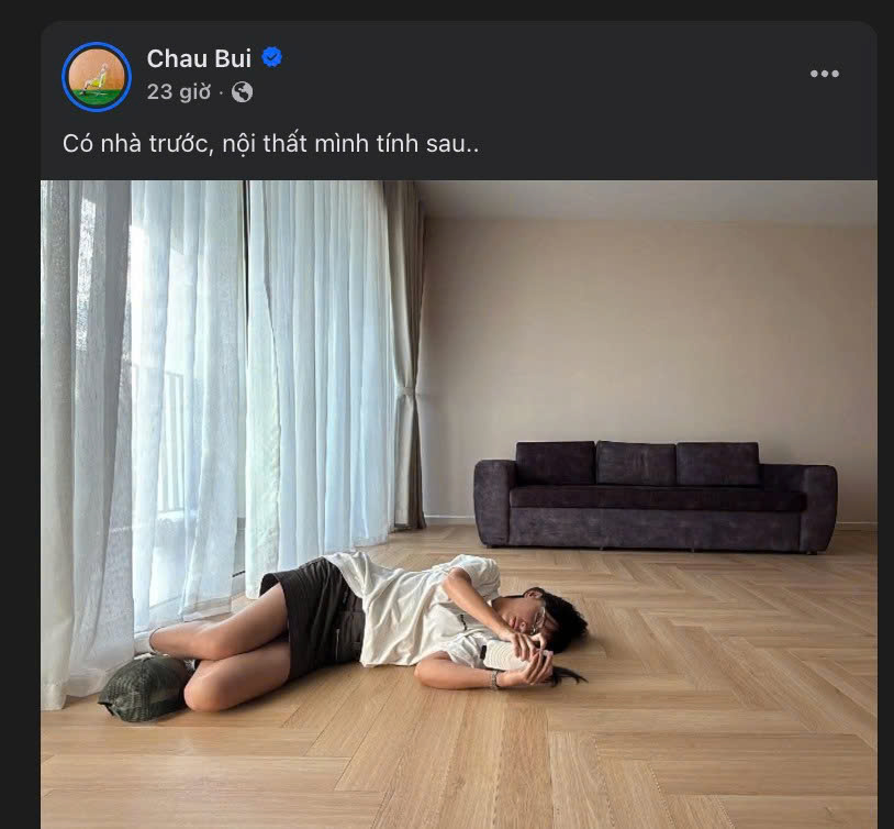 Châu Bùi đăng tải hình ảnh ở căn nhà mới trên trang cá nhân. Ảnh: FBNV