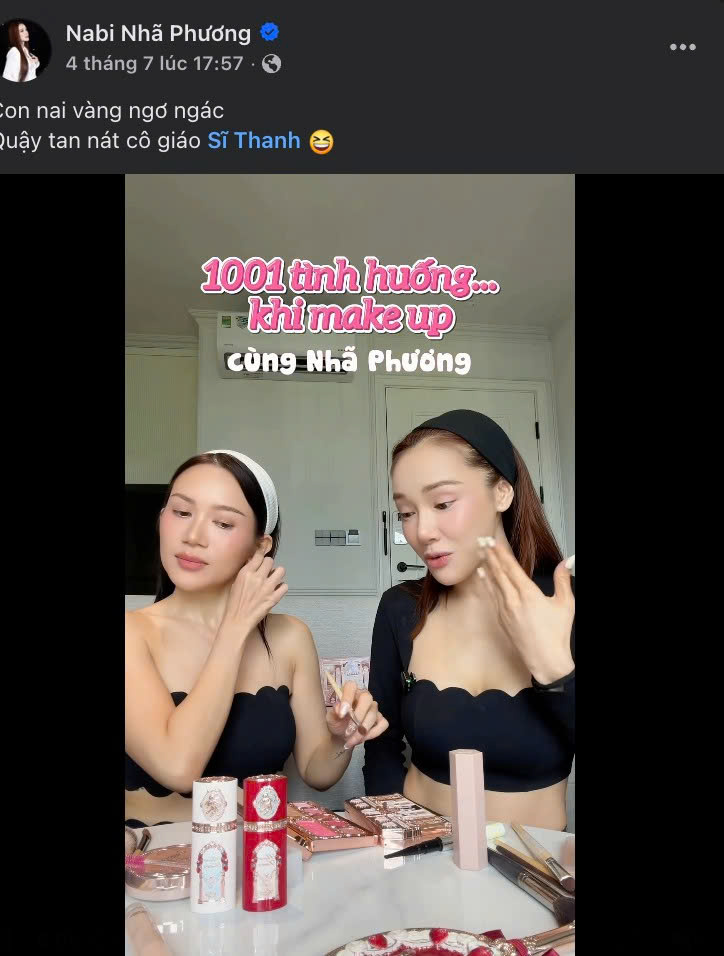 Trước đó, Sĩ Thanh đăng tải clip dạy trang điểm cho nhiều sao nữ như Diệu Nhi, Nhã Phương. Ảnh: FBNV