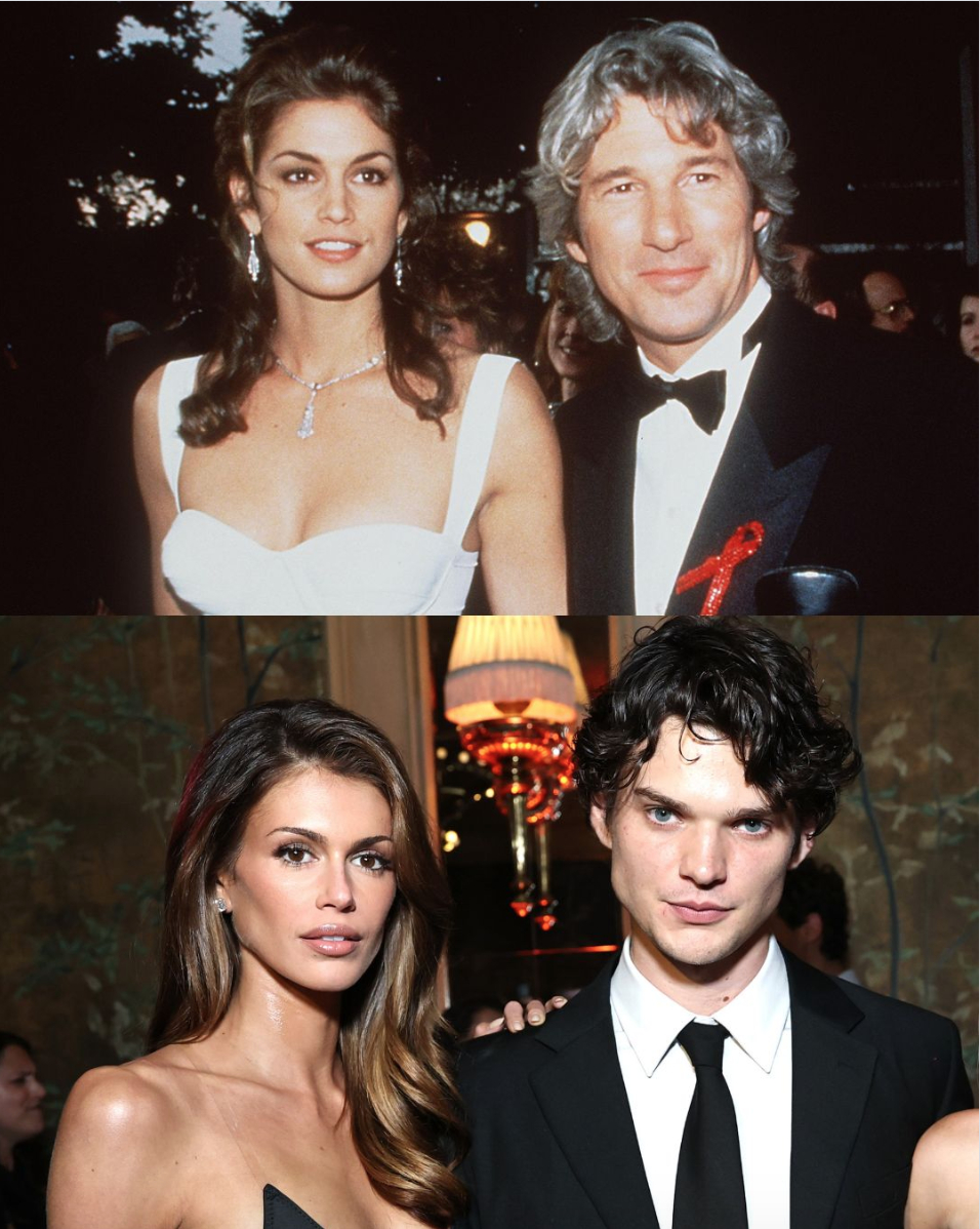 Cindy Crawford - Richard Gere (trên) từng là cặp vợ chồng hot nhất làng giải trí đầu thập niên 90. Giờ đây, màn xuất hiện trên thảm đỏ của con riêng của họ - Kaia Gerber và Homer Gere (dưới) - lại khiến dân mạng xôn xao vì như được chứng kiến mối tình dang dở này được viết tiếp sau hơn 30 năm.